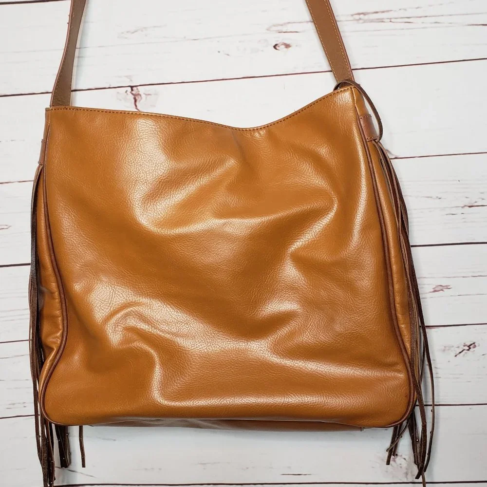 Brown Faux Leather Boho Handbag - Picture 11 of 14